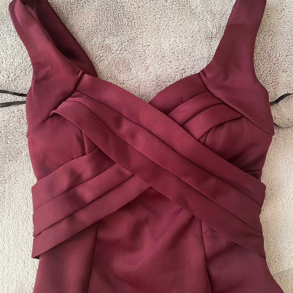 Burgundy “Emerald Sundae” thigh slit prom dress - Picture 10 of 16